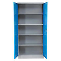 STAHLSCHRANK Bee mit 8 verzinkten Fachböden 195x92x42 cm Korpusfarbe Lichtgrau Frontfarbe Lichtblau - Hellblau, Metall (92/195/42cm)