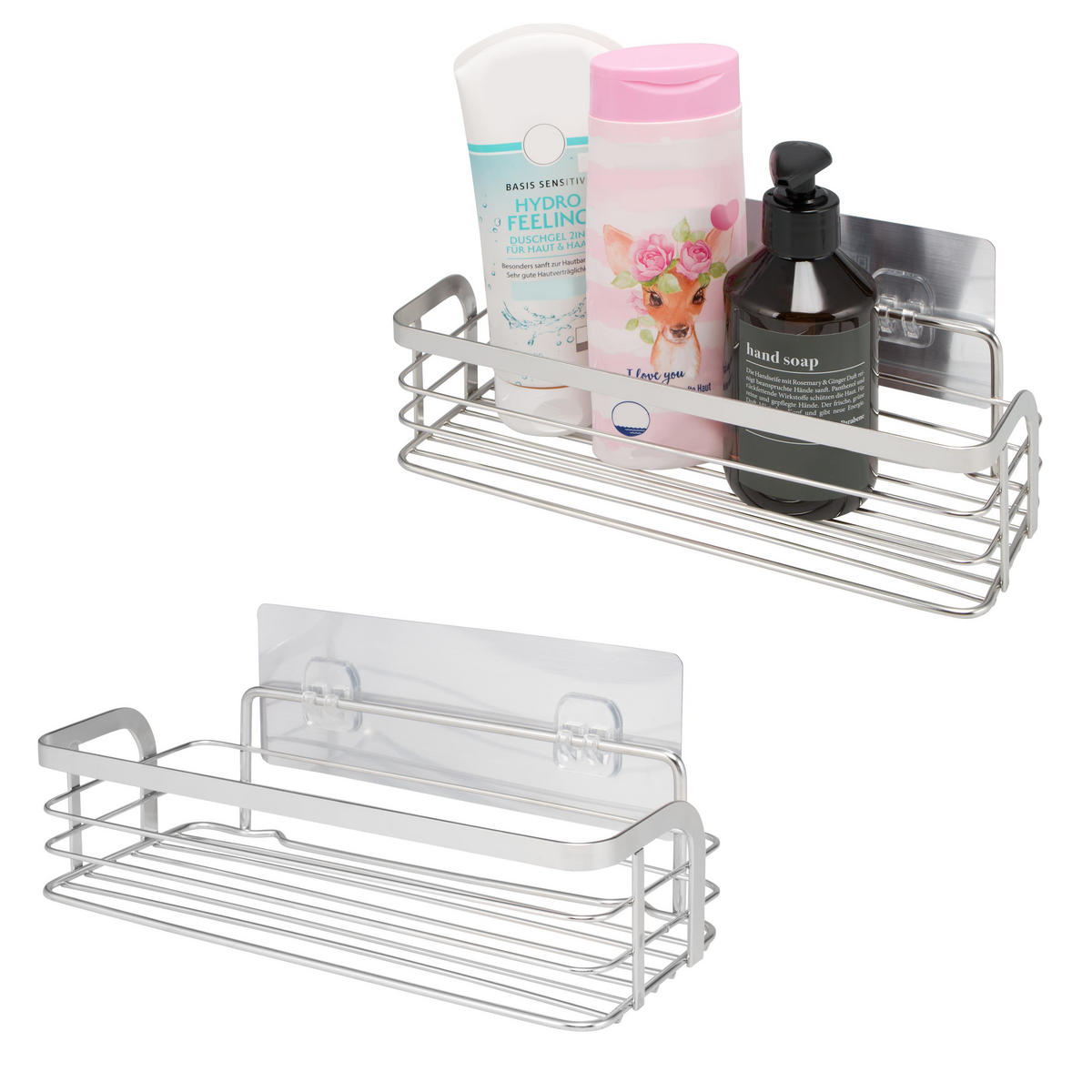 ABLAGEKORB 2er-Set, silber - Edelstahlfarben, Metall (25.5/6.5/10cm) - bremermann