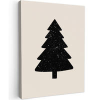 LEINWANDBILD Weihnachtsbaum - Schwarz - Urlaub - Beige 30x40 cm - Schwarz, Textil (30/40cm) - MuchoWow