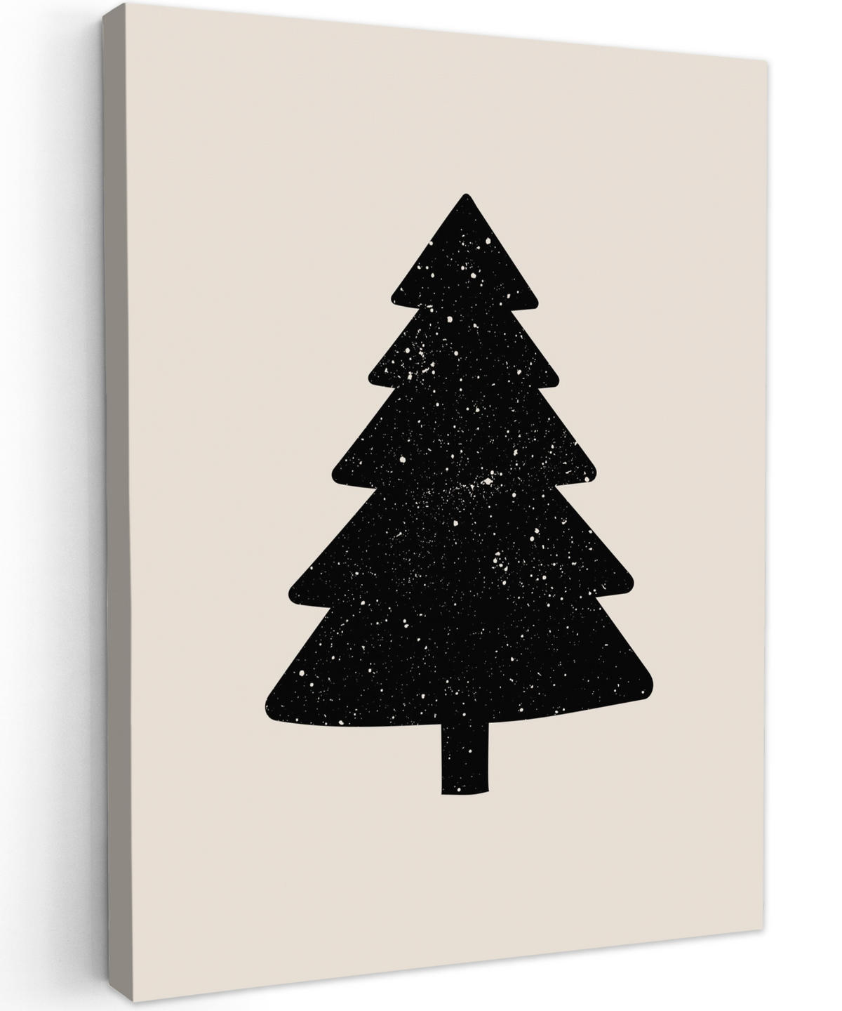 LEINWANDBILD Weihnachtsbaum - Schwarz - Urlaub - Beige 30x40 cm - Schwarz, Textil (30/40cm) - MuchoWow