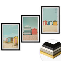 WANDBILDER 3er-Set - 40x60 cm Schwarzer Rahmen - Bunte Häuser, Strand, Sonne - Schwarz, Kunststoff (40/60cm) - ArtPrintCave