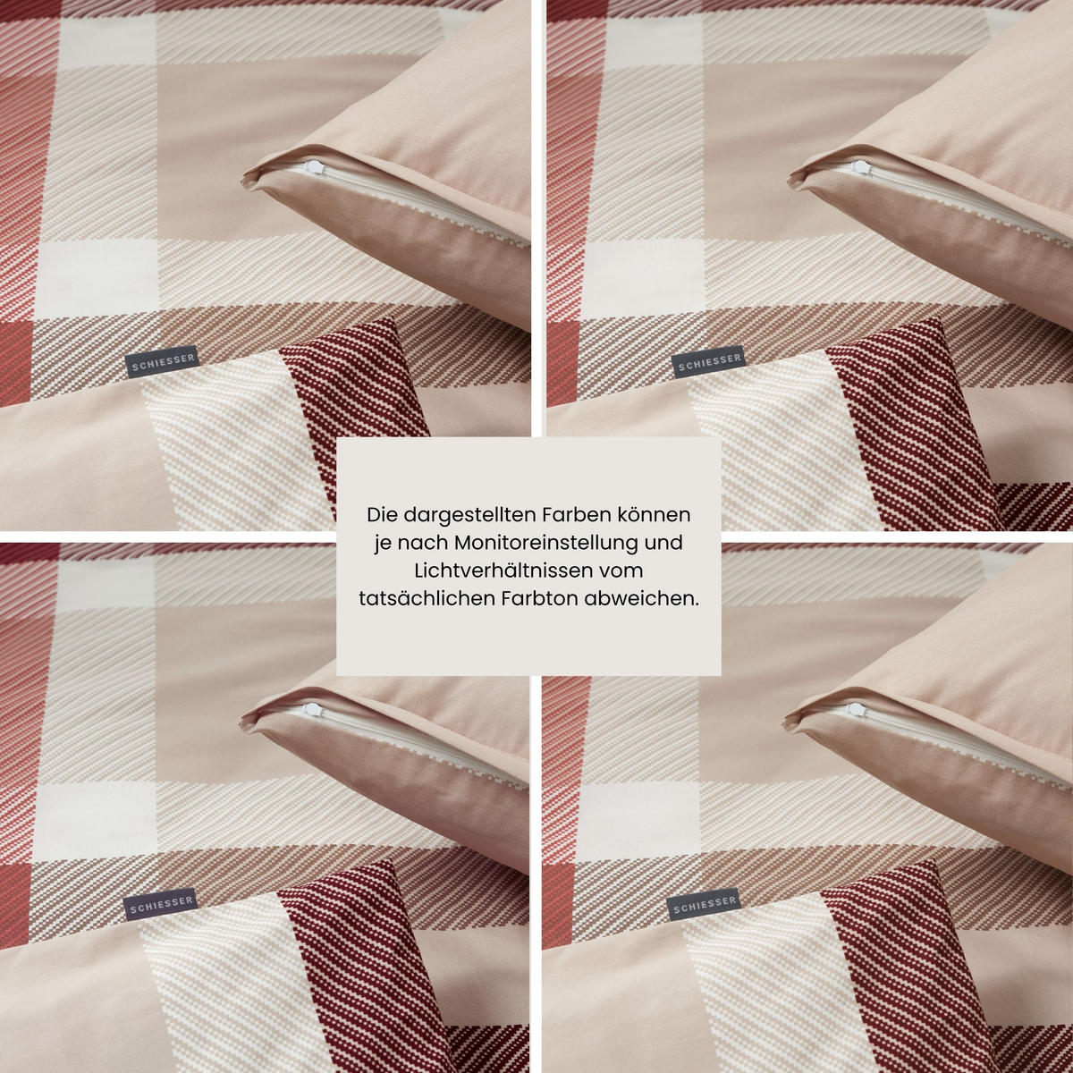 BETTWÄSCHESET Kris - Renforcé - 2-teilig - 135 x 200 cm - Beige-Rot - Rot, Textil (135/200cm) - SCHIESSER