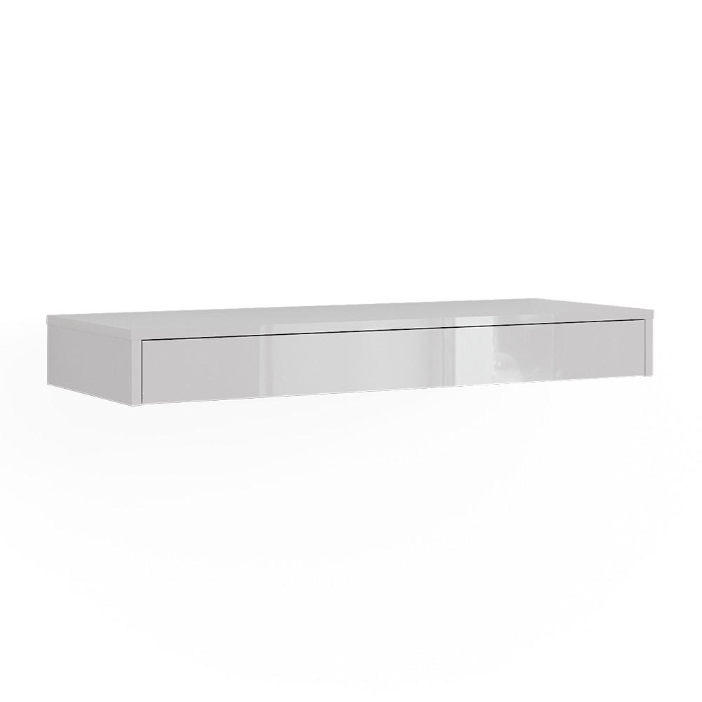 Vicco STĚNOVÁ POLICE Sherry Bílá vysoký lesk 100 x 12 cm se zásuvkou