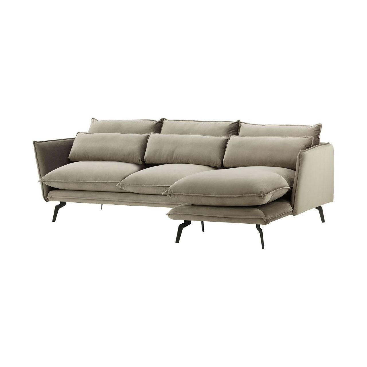 ECKSOFA Layla Rechts-Velluto 17 - Braun, Holz/Textil (278/160cm)