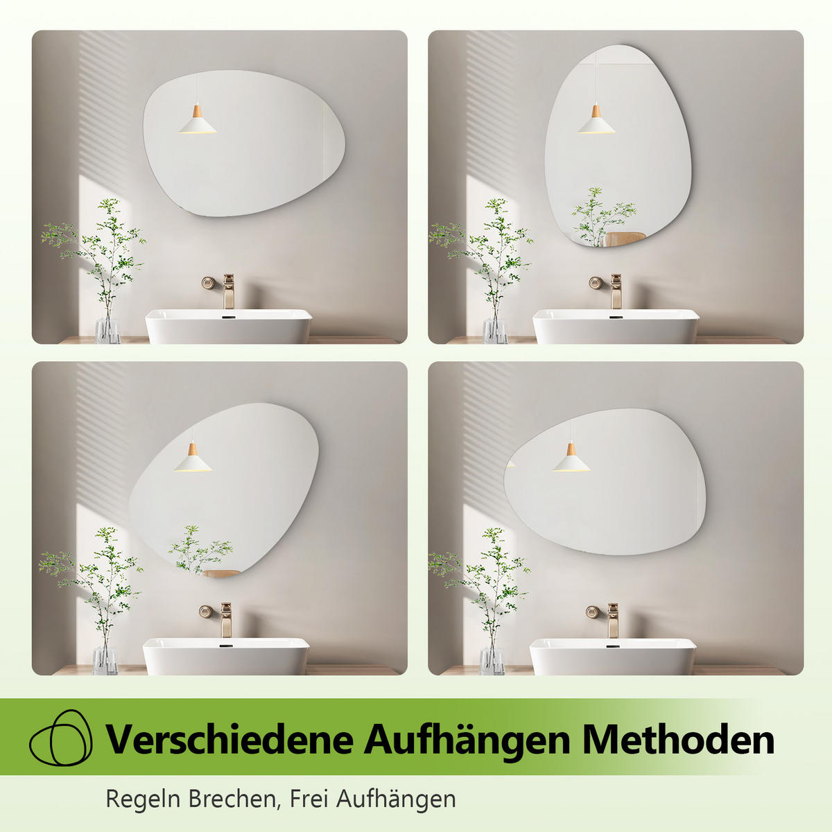 BADEZIMMERSPIEGEL 60/45 cm asymmetrisch ohne Rahmen - Transparent, Glas (45/60/1cm) - S'AFIELINA