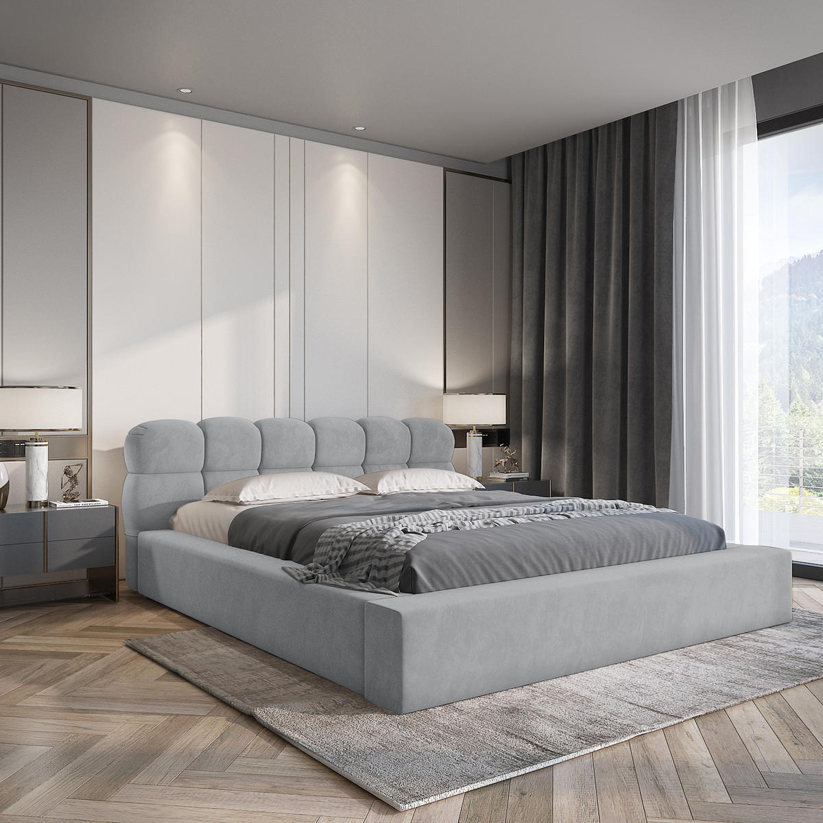 POLSTERBETT schenilen Struktur Paulon 180x200 cm, Grau - Grau, Textil (180/200cm) - Fedve