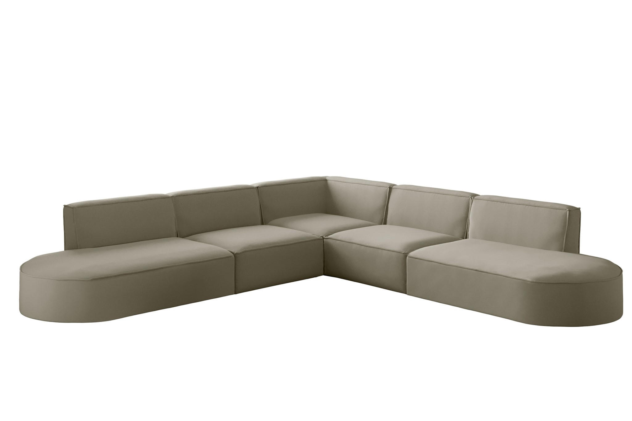 ECKSOFA Universal Palma Opera Velvet - Perlmutt, Holzwerkstoff/Textil (276/276cm) - Fun Möbel