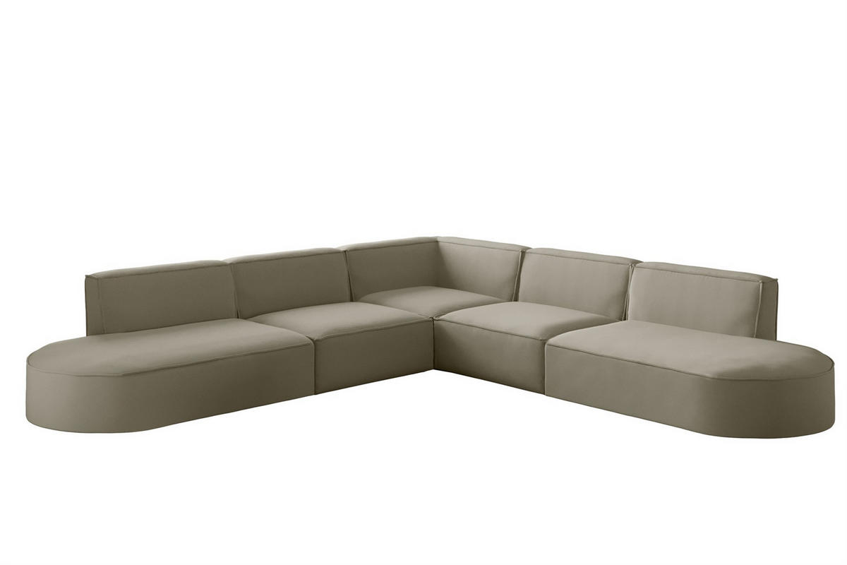 ECKSOFA Universal Palma Opera Velvet - Perlmutt, Holzwerkstoff/Textil (276/276cm) - Fun Möbel