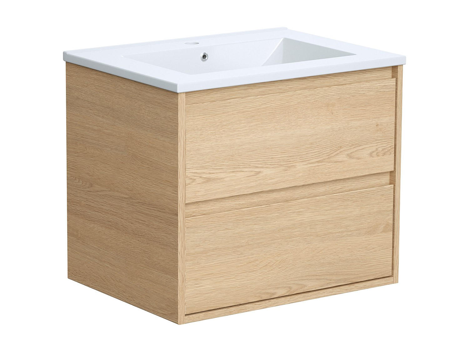 EINZELWASCHTISCH - 60 cm x 45 cm - Holz, Platte, Keramik - Naturfarben Hell - MILIPAM - Naturfarben, Keramik/Holz (60/50/45cm) - Vente-Unique