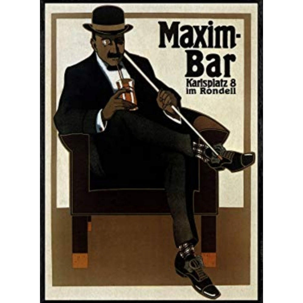 POSTER Maxim Bar Hans Rudi Erdt 1907 A4 Schwarzer Rahmen - Schwarz, Papier (29.7/5/21cm) - Nacnic