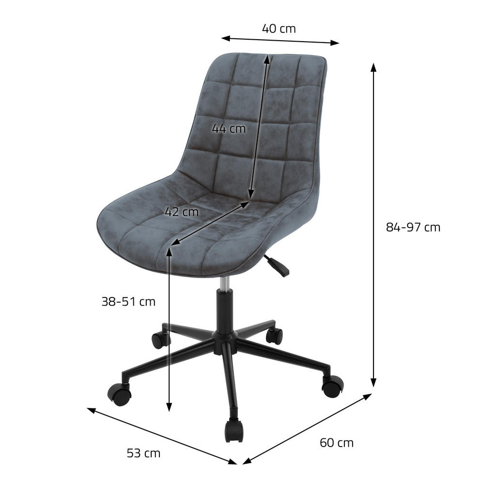 Thumbnail - Ml-Design Bürostuhl, Anthrazit, Metall, 53x97x60 cm, Arbeitszimmer, Bürostühle, Drehstühle