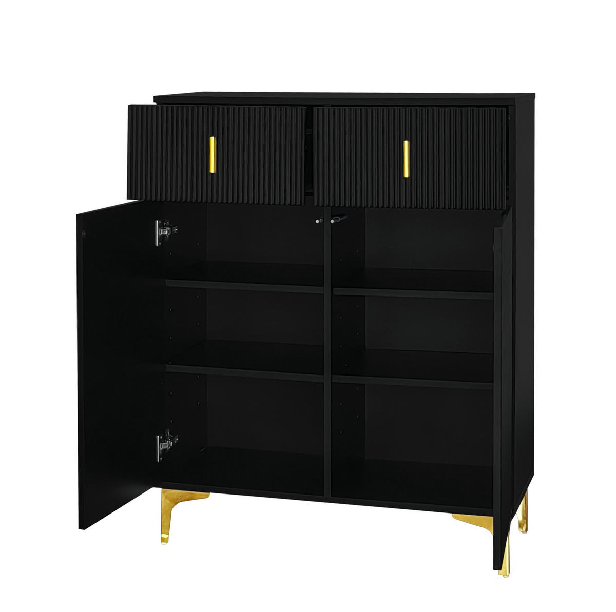 SIDEBOARD 83/35/101 cm in Schwarz mit 2 Türen und 2 Schubladen - Schwarz, Holzwerkstoff (83/101/35cm) - Flora Grace