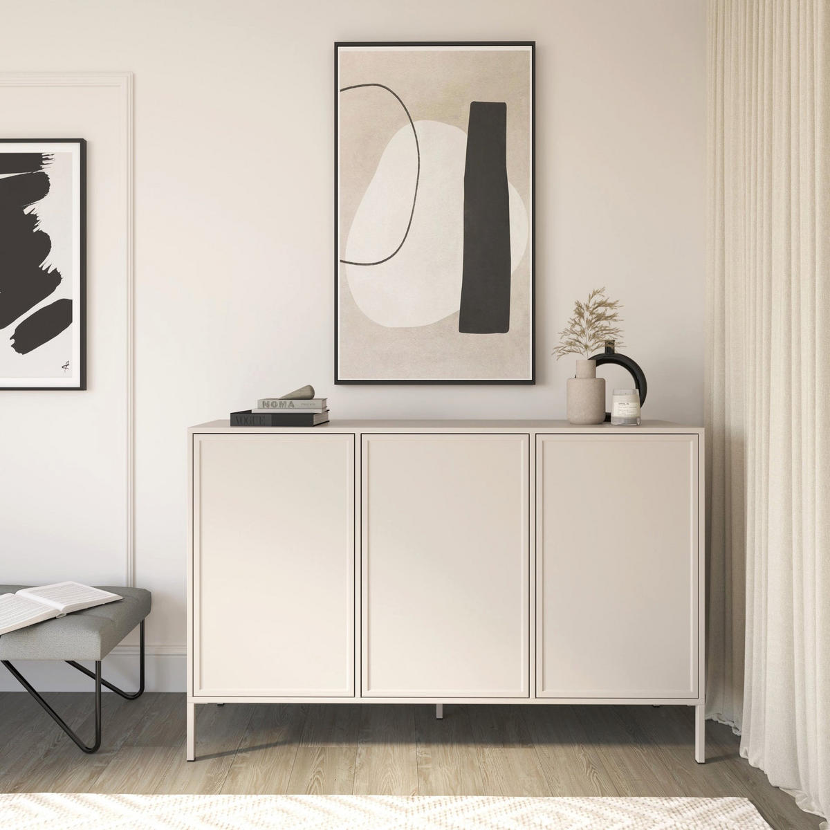 SIDEBOARD Velveto kašmír 150cm - kašmírová, kov/kompozitní dřevo (150/86/40cm) - Selsey