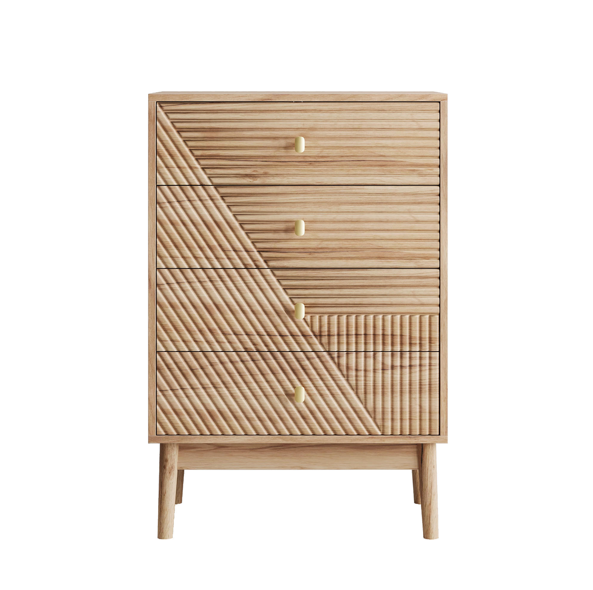 KOMMODE aus MDF und Holzspanplatte 60x40x90 cm eichefarben mit 4 Schubladen und Beinen - Nussbaumfarben, Holzwerkstoff (60/90/40cm) - Modfu