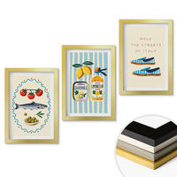 WANDBILDER 3er Set - 20x30 cm Goldrahmen - Italienische Aromen und Lifestyle-Bilder - Goldfarben, Kunststoff (20/30cm) - ArtPrintCave
