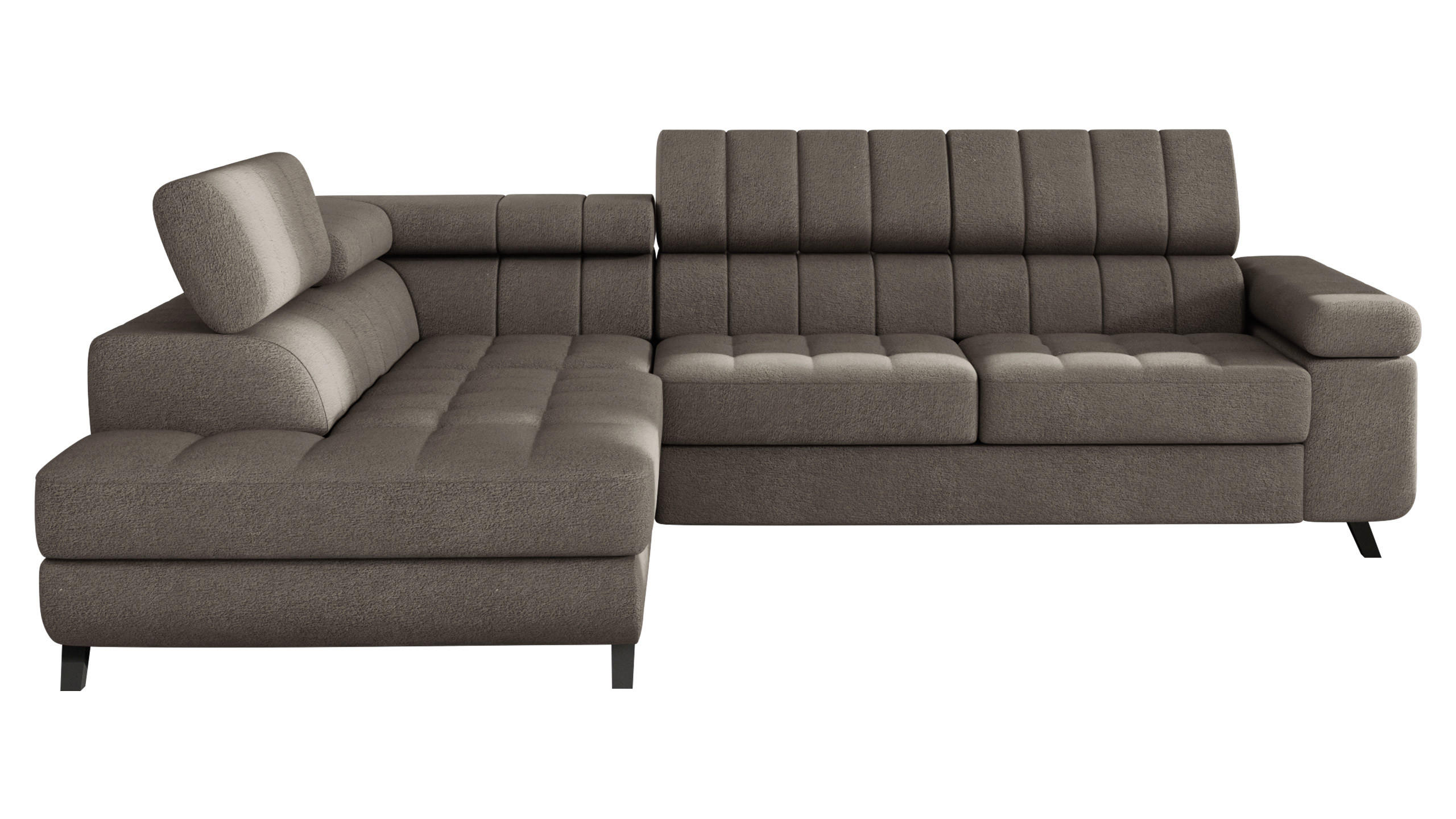 ECKSOFA Nord, Seite: Links - Schwarz/Braun, Holz/Textil (264/203cm) - MIRJAN24