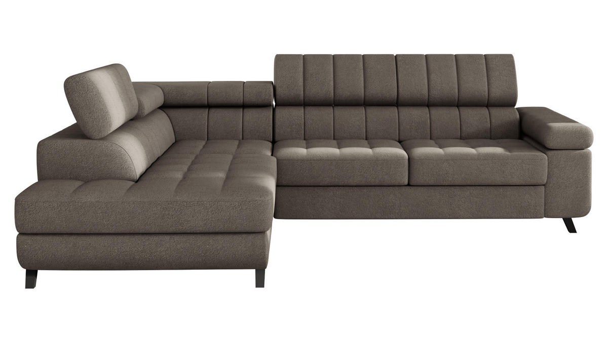 ECKSOFA Nord, Seite: Links - Schwarz/Braun, Holz/Textil (264/203cm) - MIRJAN24