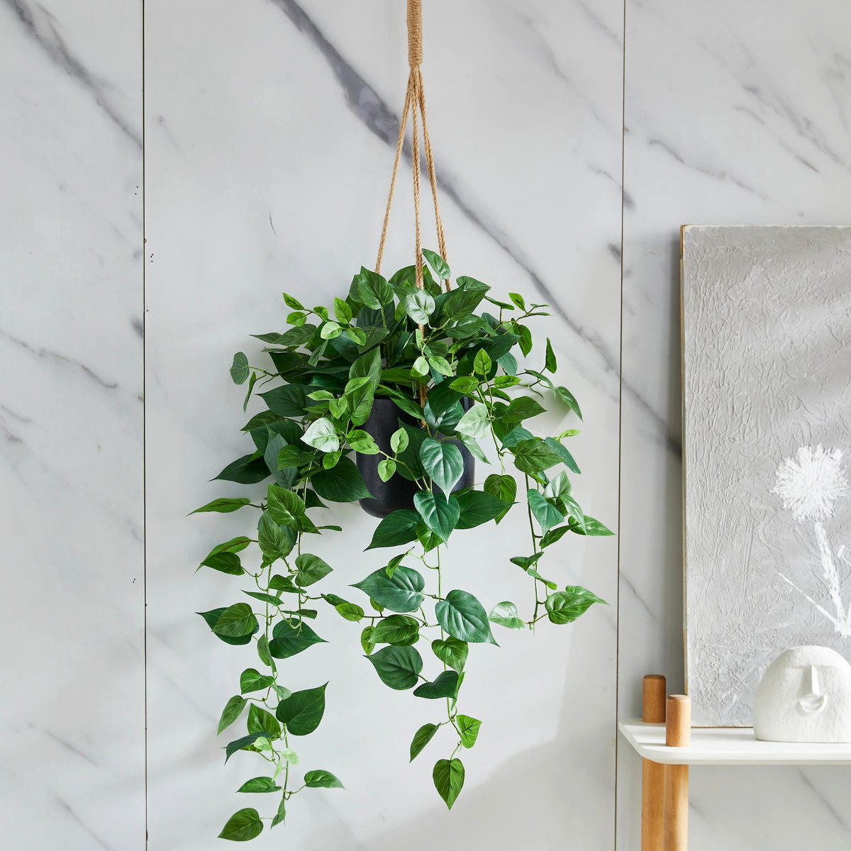 KUNSTPFLANZE Künstlicher Hänge-Pothos – Melusine 80 cm - Grün, Kunststoff (80cm) - aplanta