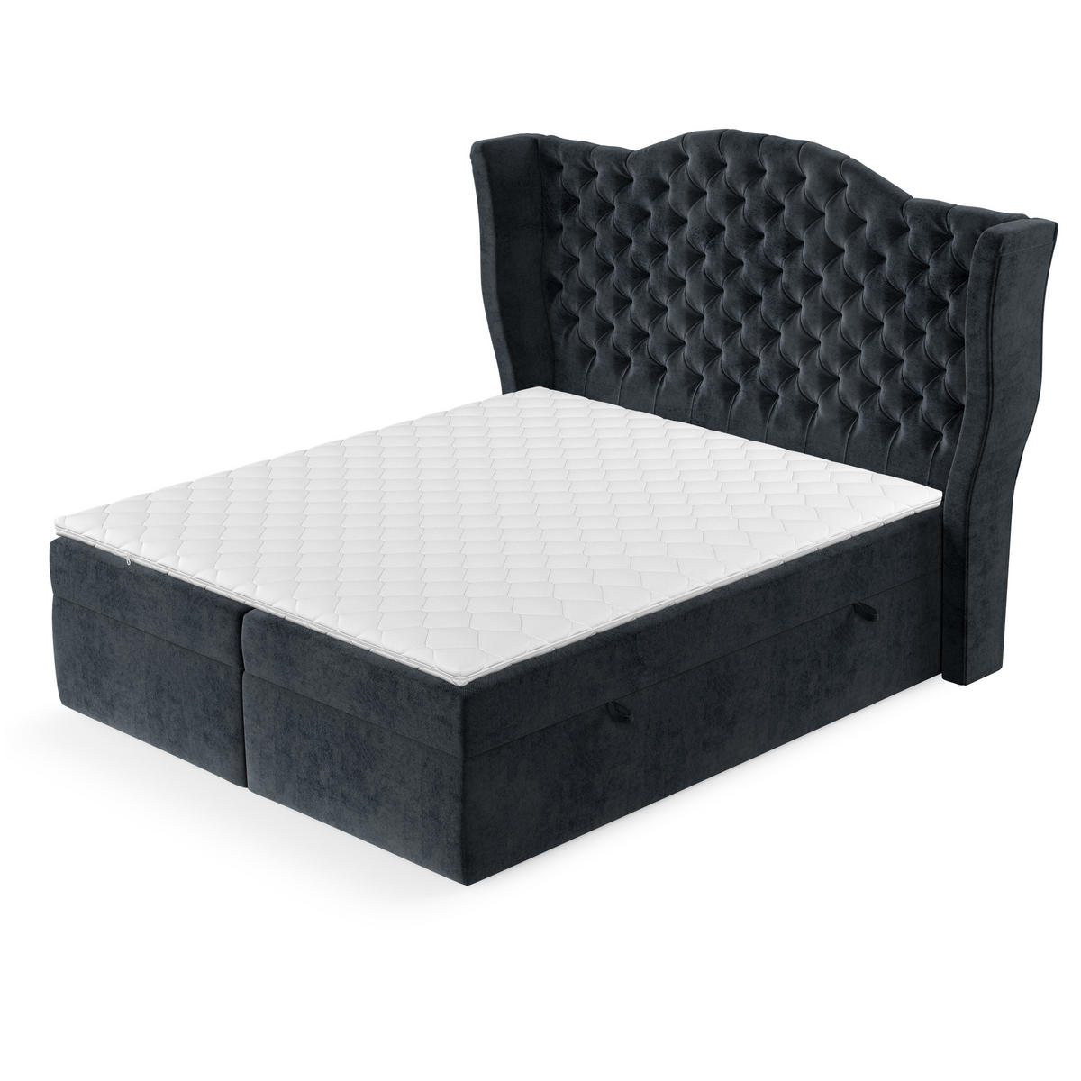 BOXBETT Royal Anthrazit 160/200 cm im Samtstoff - Anthrazit/Schwarz, Holz/Holzwerkstoff (160/200cm) - Maison de Reve