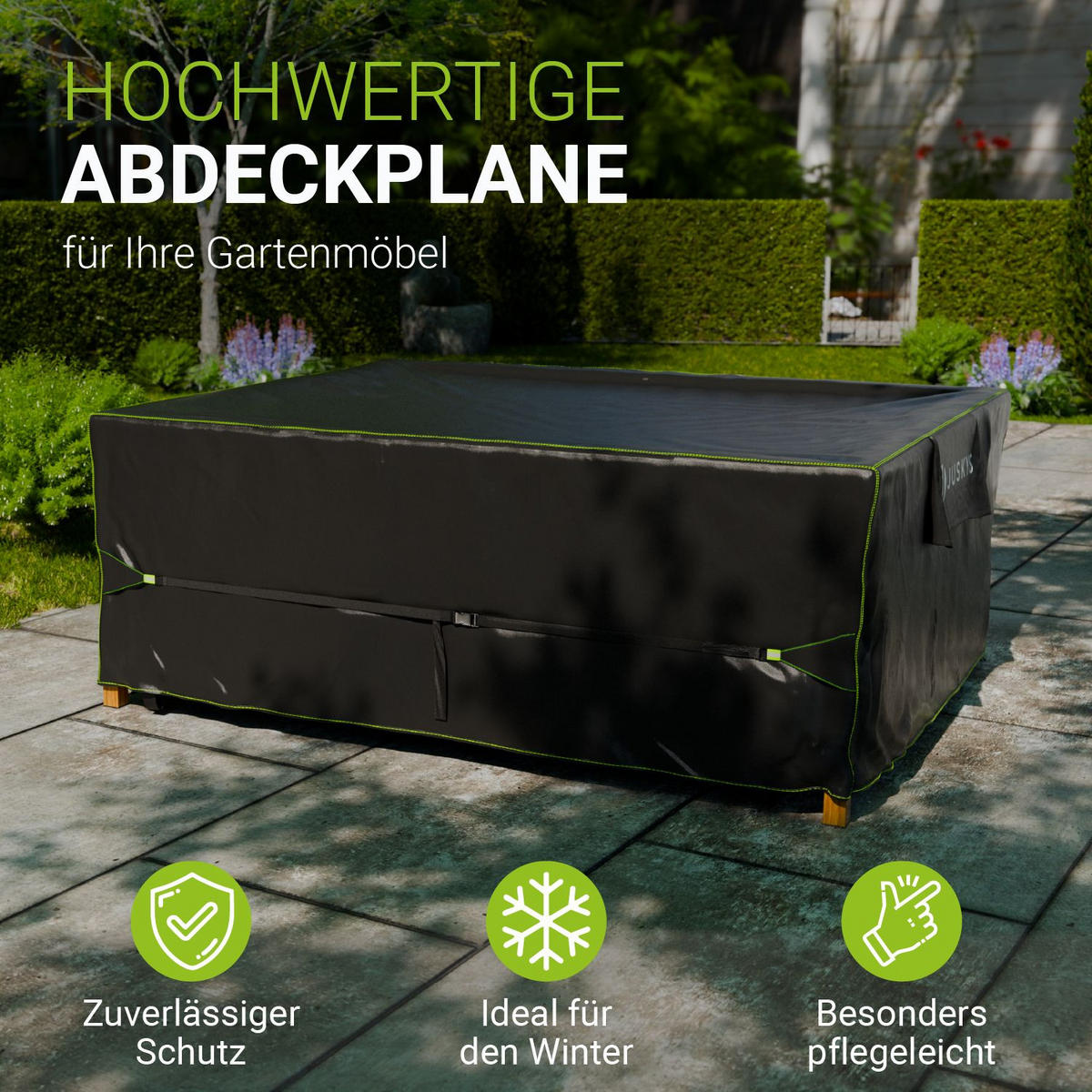 GARTENMÖBELABDECKUNG CoverSafe Pro schwarz - Schwarz, Kunststoff (210/90/250cm) - Juskys
