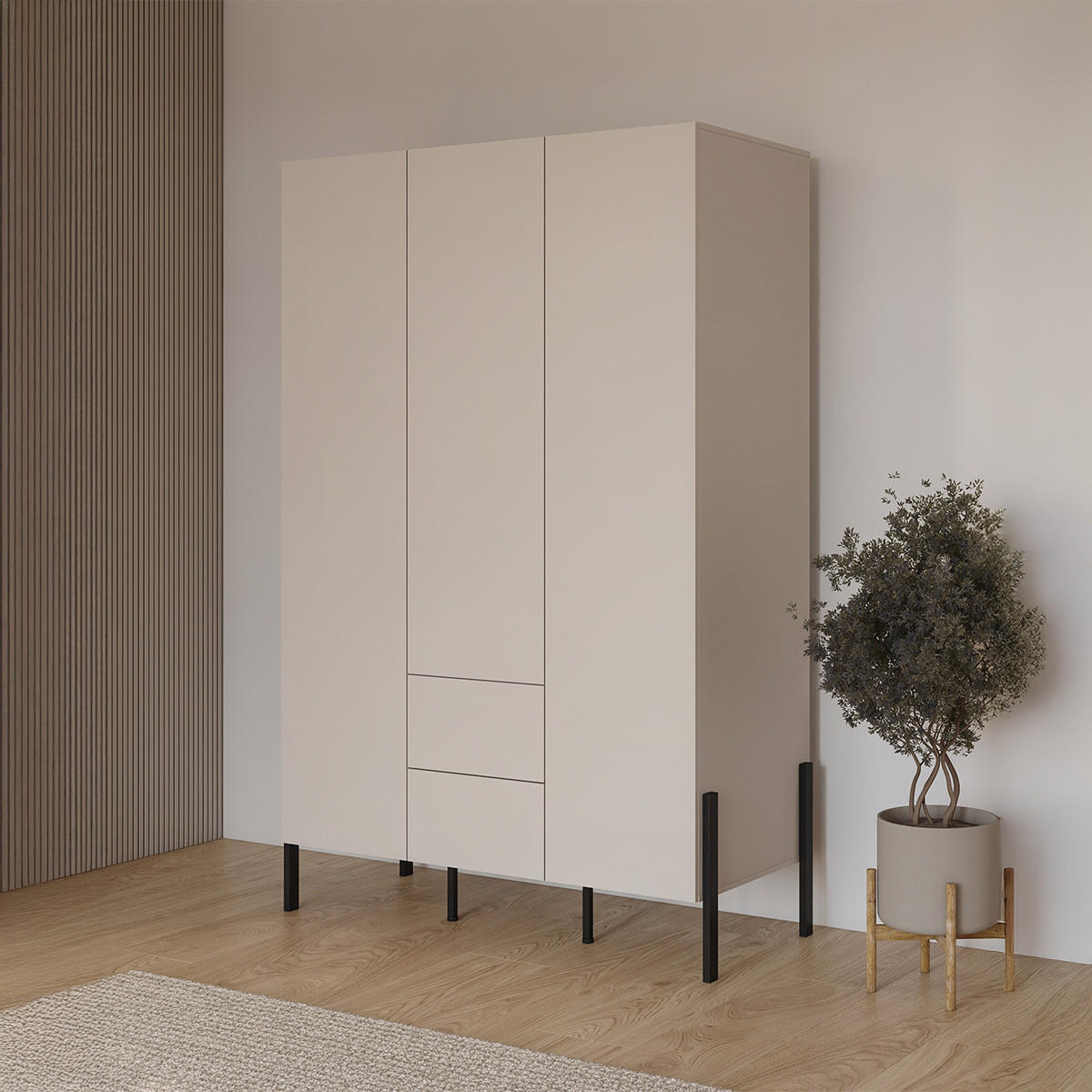 SKŘÍŇ 3DVEŘOVÁ Bérénice Kašmír - béžová, kompozitní dřevo (135/210/59.5cm) - Petits-meubles