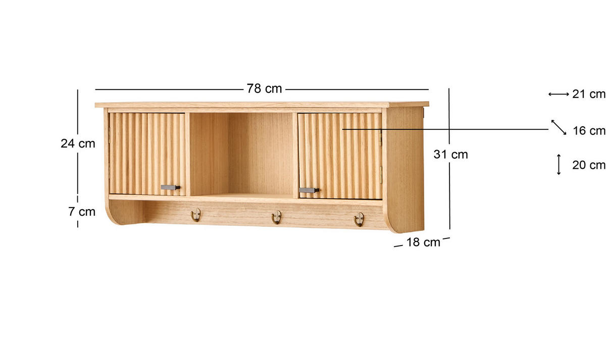 GARDEROBE Holz Braun - Braun, Metall (78/31/18cm) - Nordlys