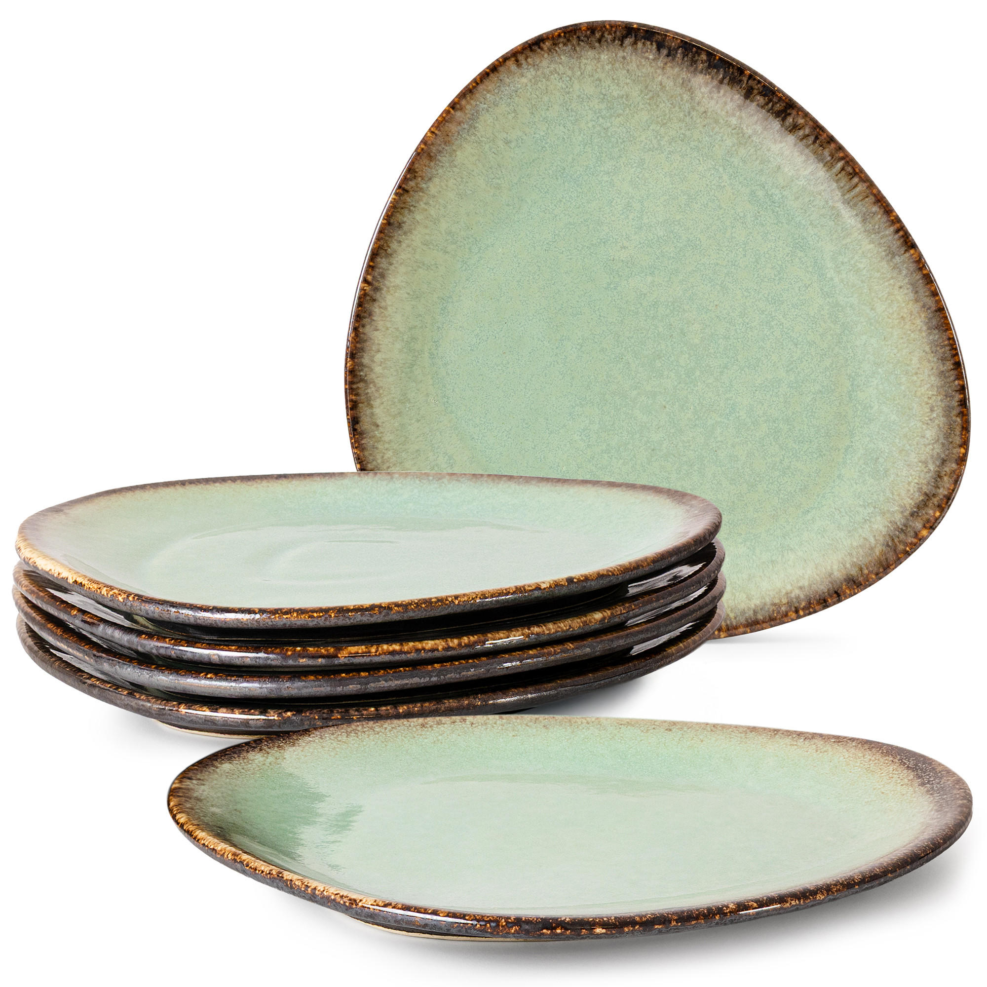 DESSERTTELLER PRIMA 6-tlg, Salbeigrün - Salbeigrün, Keramik (24/26/2cm) - KONSIMO®