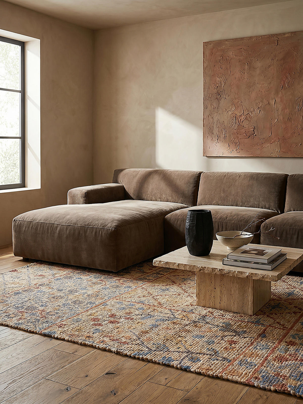 JUTETEPPICH handgewebt AVILL, im Boho-Stil, Natur-Blau, 120 x 170 cm - Beige, Textil (170/120cm) - KADIMA DESIGN