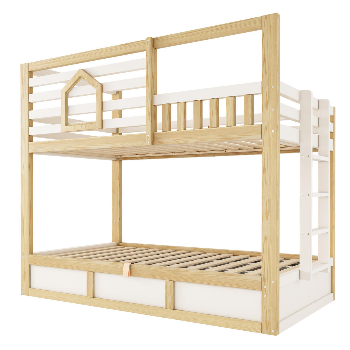 ETAGENBETT mit Hydraulik-Stauraum 90x200 cm Weiß Eicheoptik - Weiß, Holz (90/200cm) - Meubliv