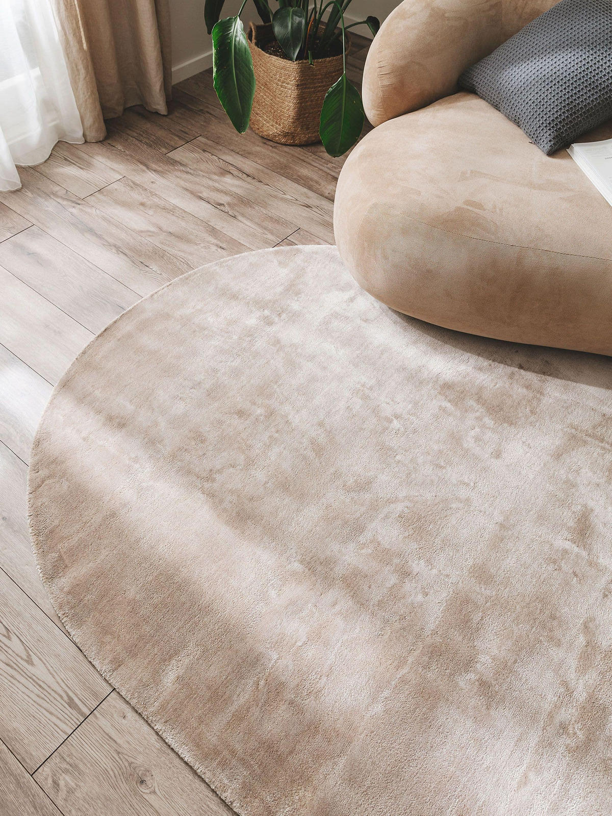 VISKOSETEPPICH OVAL Nela Taupe 150x230 cm - Taupe, Textil (150/230cm) - benuta Pure