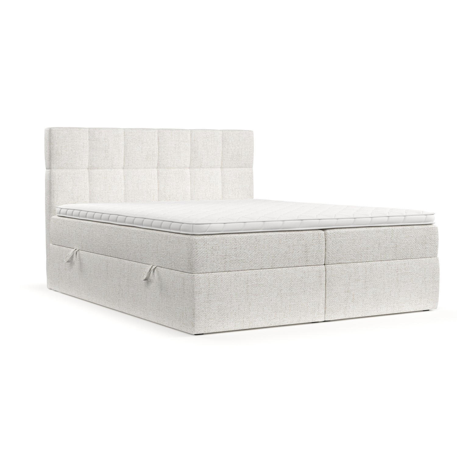 BOXBETT Vareno 140/200 cm Creme im Neve Stoff - Creme/Schwarz, Holz/Holzwerkstoff (140/200cm) - AltaBeds