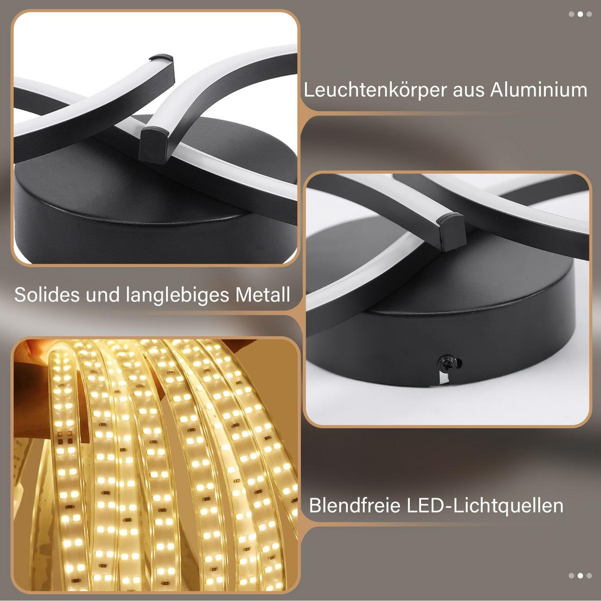 LED-DECKENLEUCHTE Mackall 19/45/8cm - Schwarz, Metall (45/19/8cm) - Nettlife