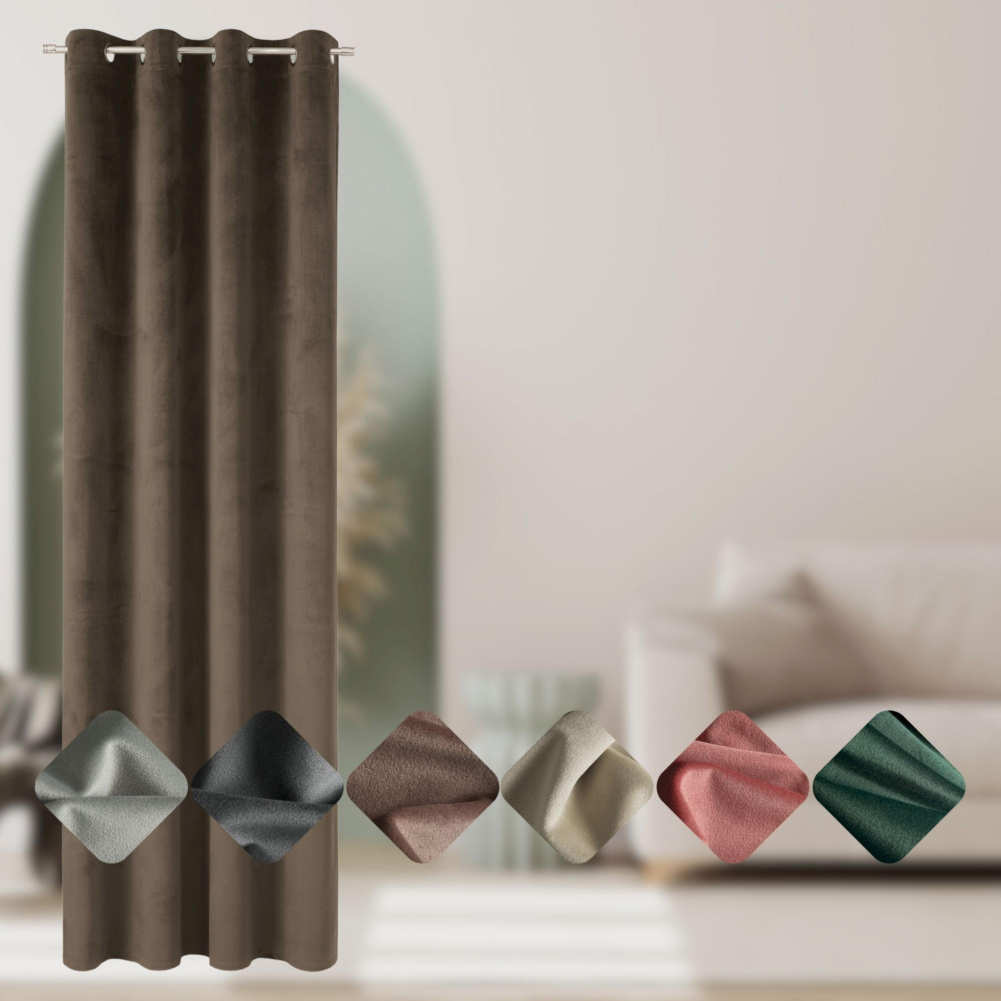 ÖSENVORHANG VELVET SIGNATURE - Braun, Textil (140/1/250cm) - Tom Tailor