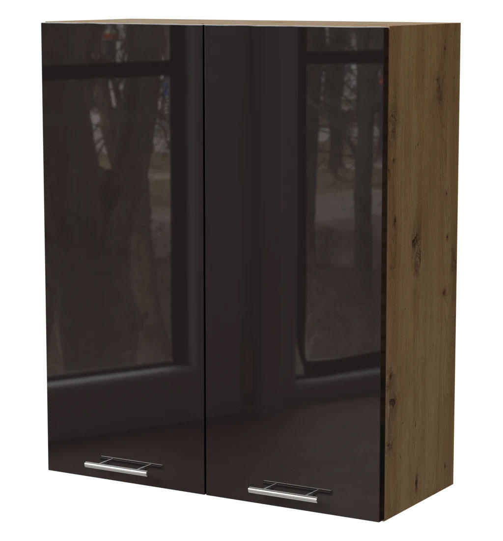 Feldmann-Wohnen Küchenhängeschrank Schwarz Hochglanz, Eiche Artisan 80x96x32.5 cm