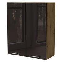 KÜCHENHÄNGESCHRANK Essen W4/80 Schwarz Hochglanz / Eiche Artisan Matt 80 / 32,5 / 96cm - Schwarz Hochglanz/Schwarz, Holz/Holzwerkstoff (80/96/32.5cm) - Feldmann-Wohnen