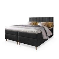 POSTEL BOXSPRING IBIZA 160x200 cm, s matrací a úložným prostorem, tmavě šedá - tmavě šedá, dřevo/kompozitní dřevo (160/200cm) - MASSENO