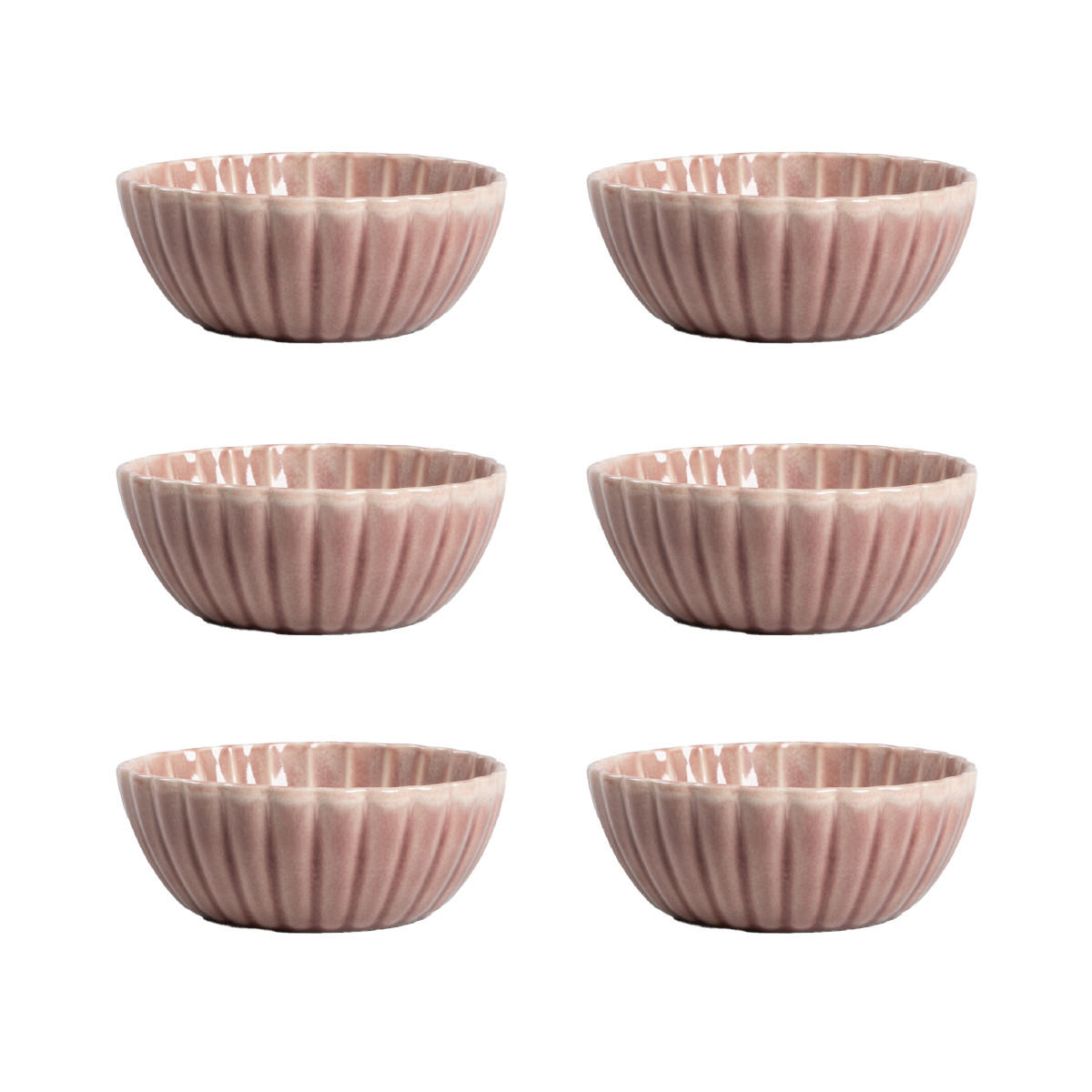 SCHALENSET Melida rosa 16 cm 6er-Set - Rosa, Keramik - Homla
