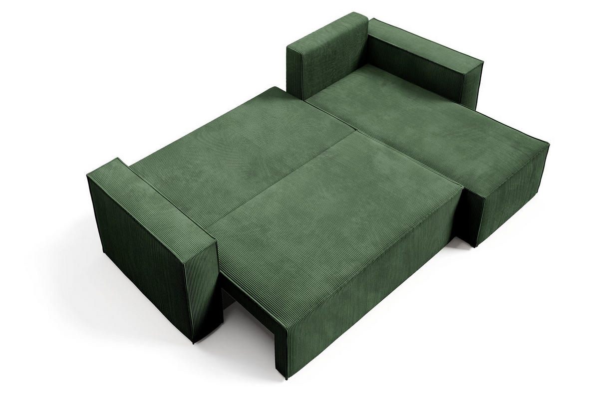 ECKSOFA Roda Grün, Cord-Ecksofa mit Schlaffunktion - Grün, Holzwerkstoff/Textil (248/150cm) - Bettso