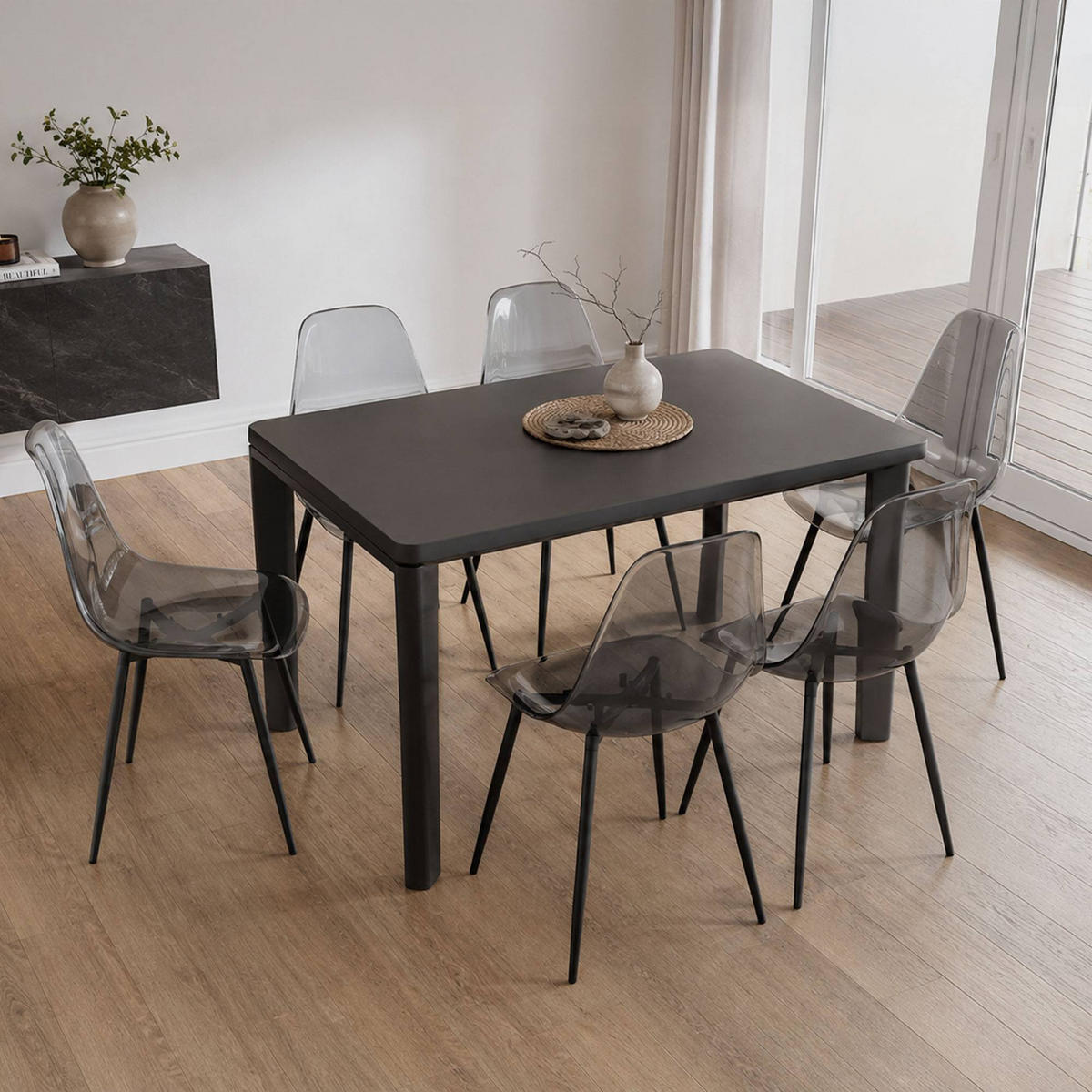STUHL-SET 6 Stück Plastik Grau 53 x 46 x 81 cm - Grau, Metall (53/81/46cm) - DMORA