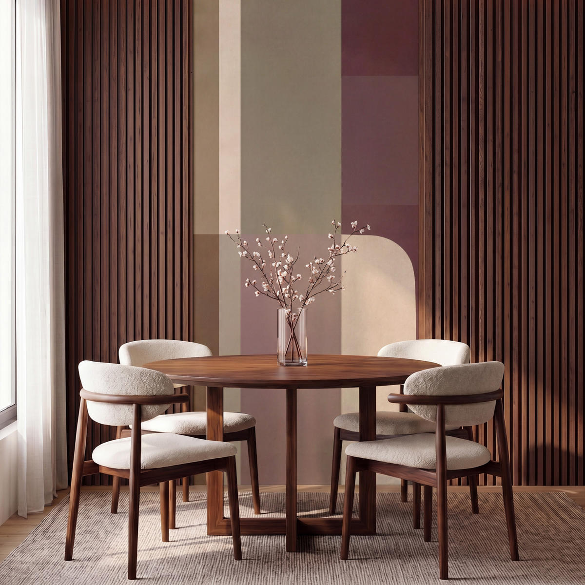 TAPETE - Unis - Abstrakt - Bordeaux - Linien - 140x280 cm - Multicolor, Papier (140/280cm) - OnlyWow