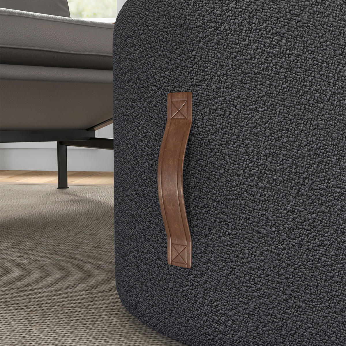 SITZHOCKER, Polsterhocker, Dunkelgrau - Dunkelgrau, Kunststoff (48/45/48cm) - HOMCOM