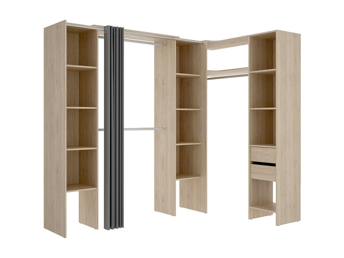 OFFENER Kleiderschrank - 164 cm, 234 cm x 141 cm - holz - naturfarben hell Dorian - Naturfarben, Holz (164/205/141cm) - Vente-Unique