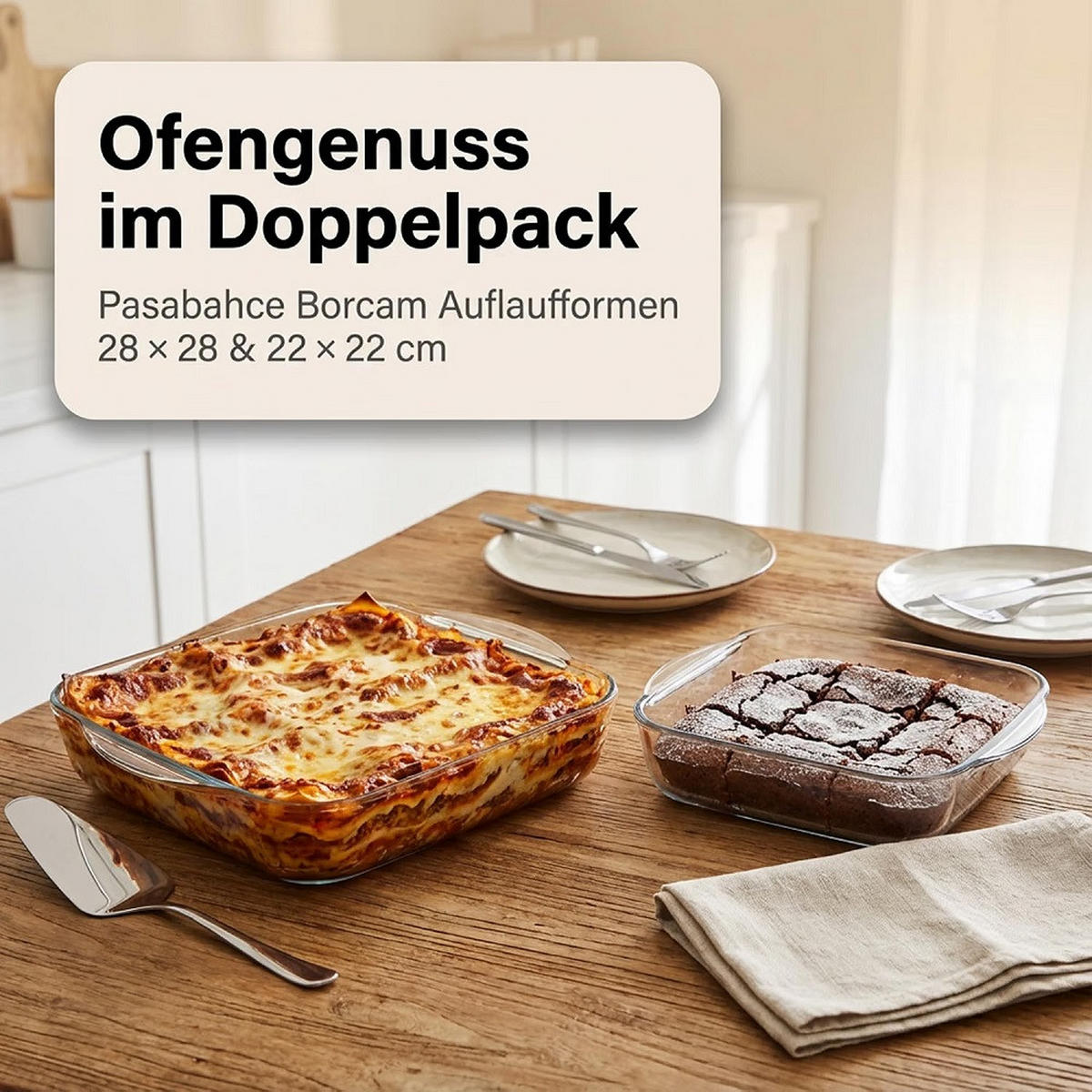 OFENSCHALEN 2er Set eckig 28x28/22x22 cm - Transparent, Glas (28/28cm) - Der-Porzellan-Laden