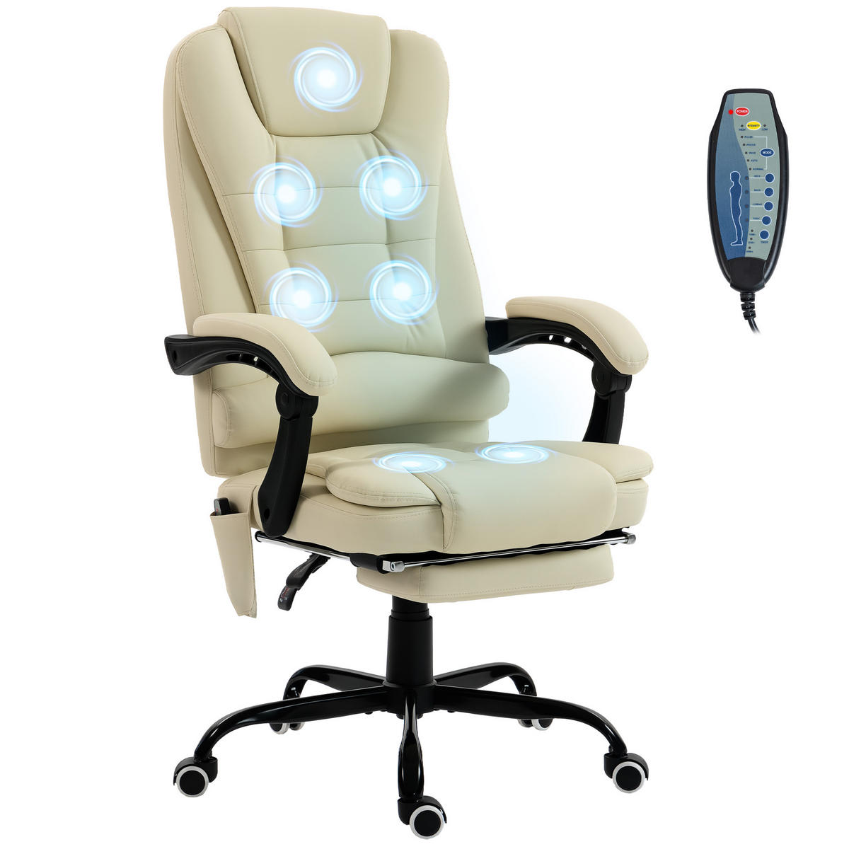 CHEFSESSEL DE-11831 7-Punkt-Massage & 155° Neigung Beige - Beige, Metall (79/121/67cm) - ComfortXL