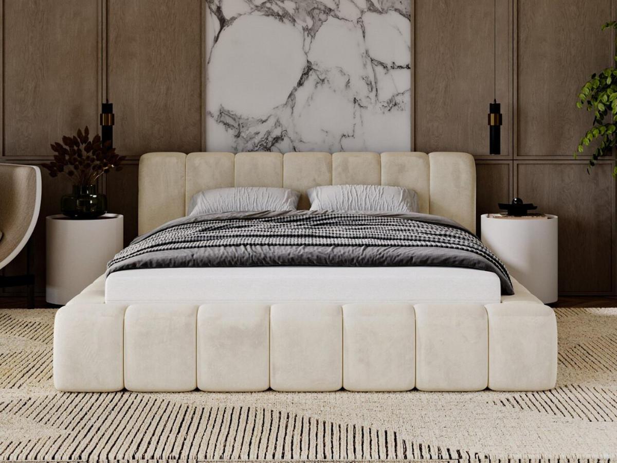 POLSTERBETT Ibiza 140x200 Creme - Creme/Naturfarben, Holz/Textil (140/200cm) - Graingold