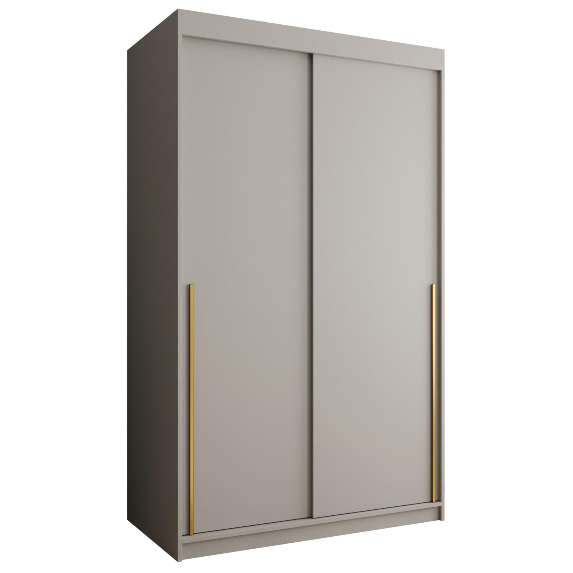 SCHIEBETÜRENSCHRANK 120 cm Breite Kaschmir mit Goldgriff - Kaschmir/Goldfarben, Holzwerkstoff (120/200/62cm) - Home Collective