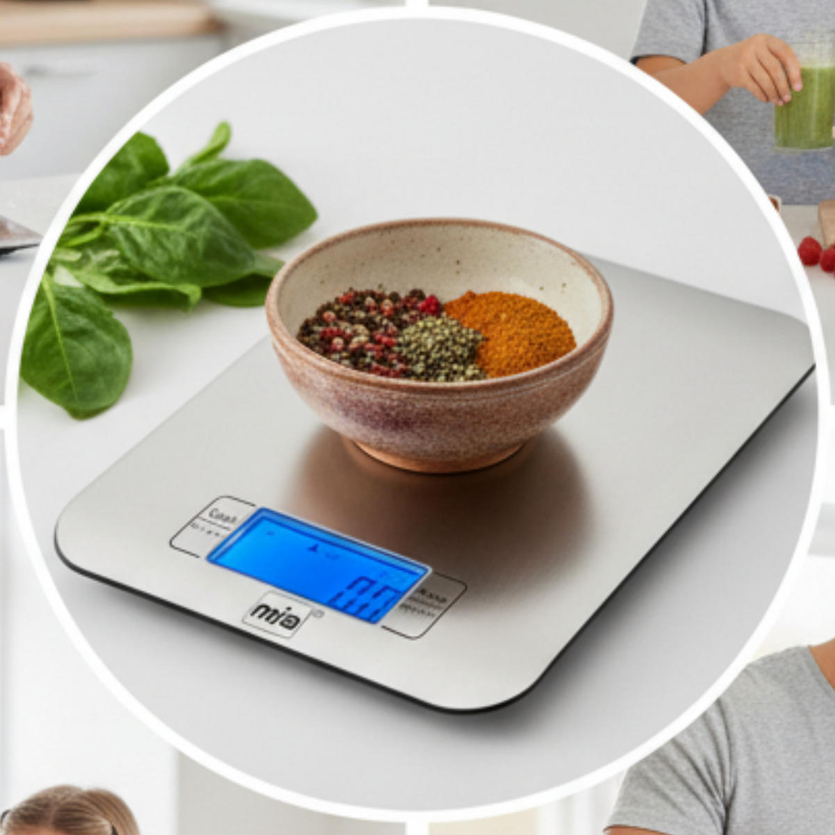 KÜCHENWAAGE KW7006 Digital Edelstahl mit LED Anzeige - Silberfarben, Metall - Mia