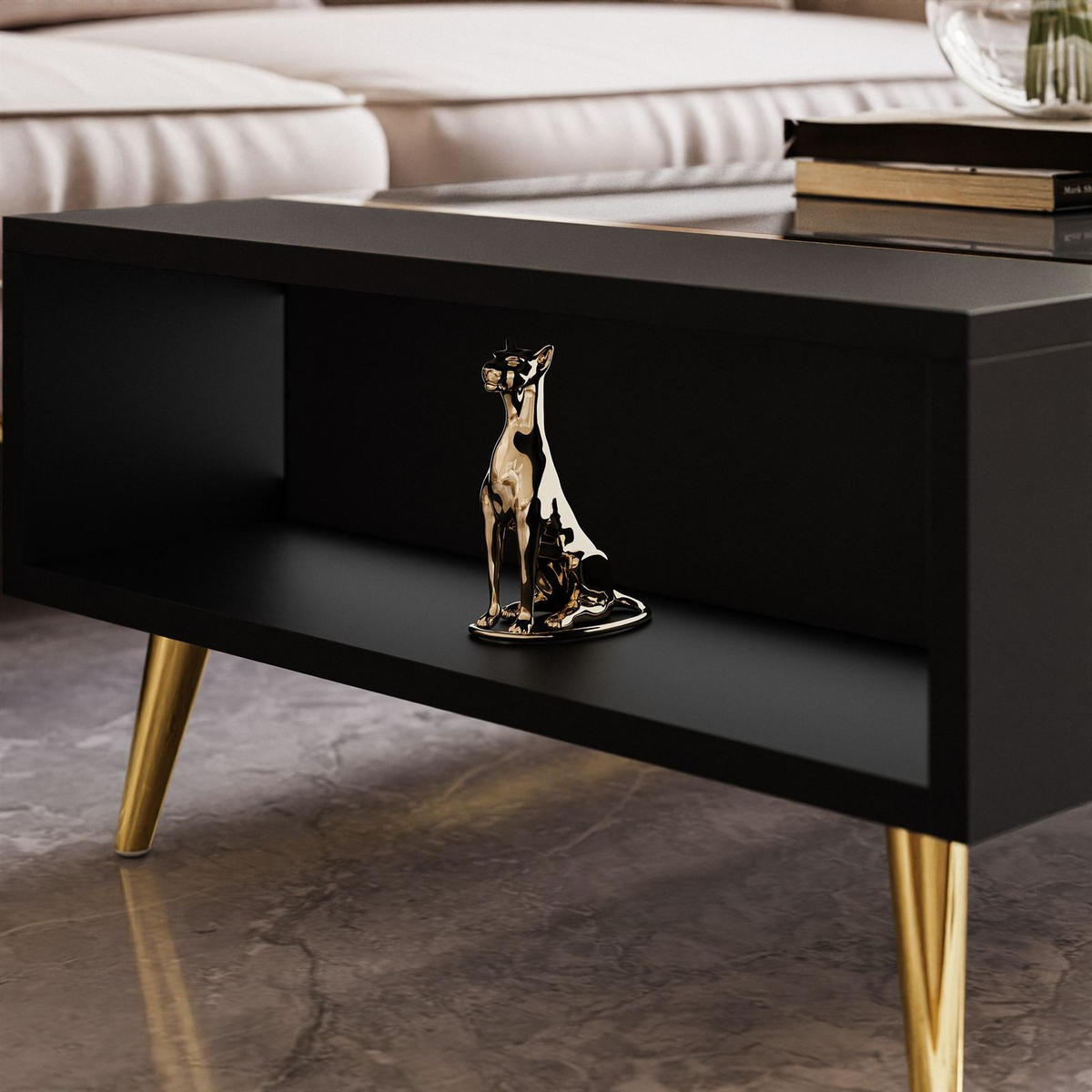 COUCHTISCH ONYX HOCHGLANZ - Schwarz, Holzwerkstoff (65/104/41.5cm) - Lookway