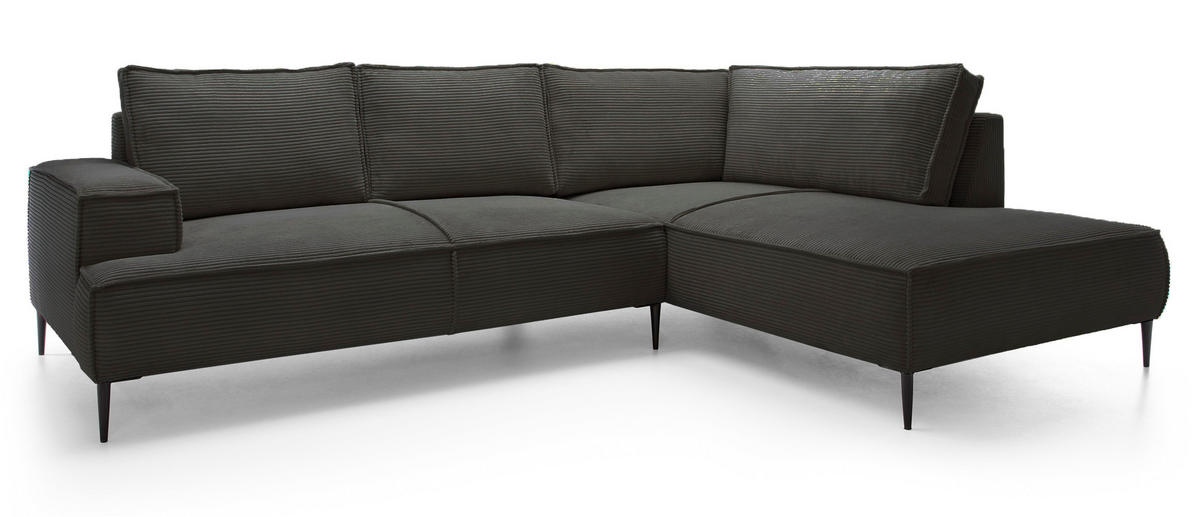SCHLAFSOFA 275 cm L-Form Harmonia mit Beinen, Rechts, Dunkelgrau - Dunkelgrau, Holz (195/275cm) - Emporius