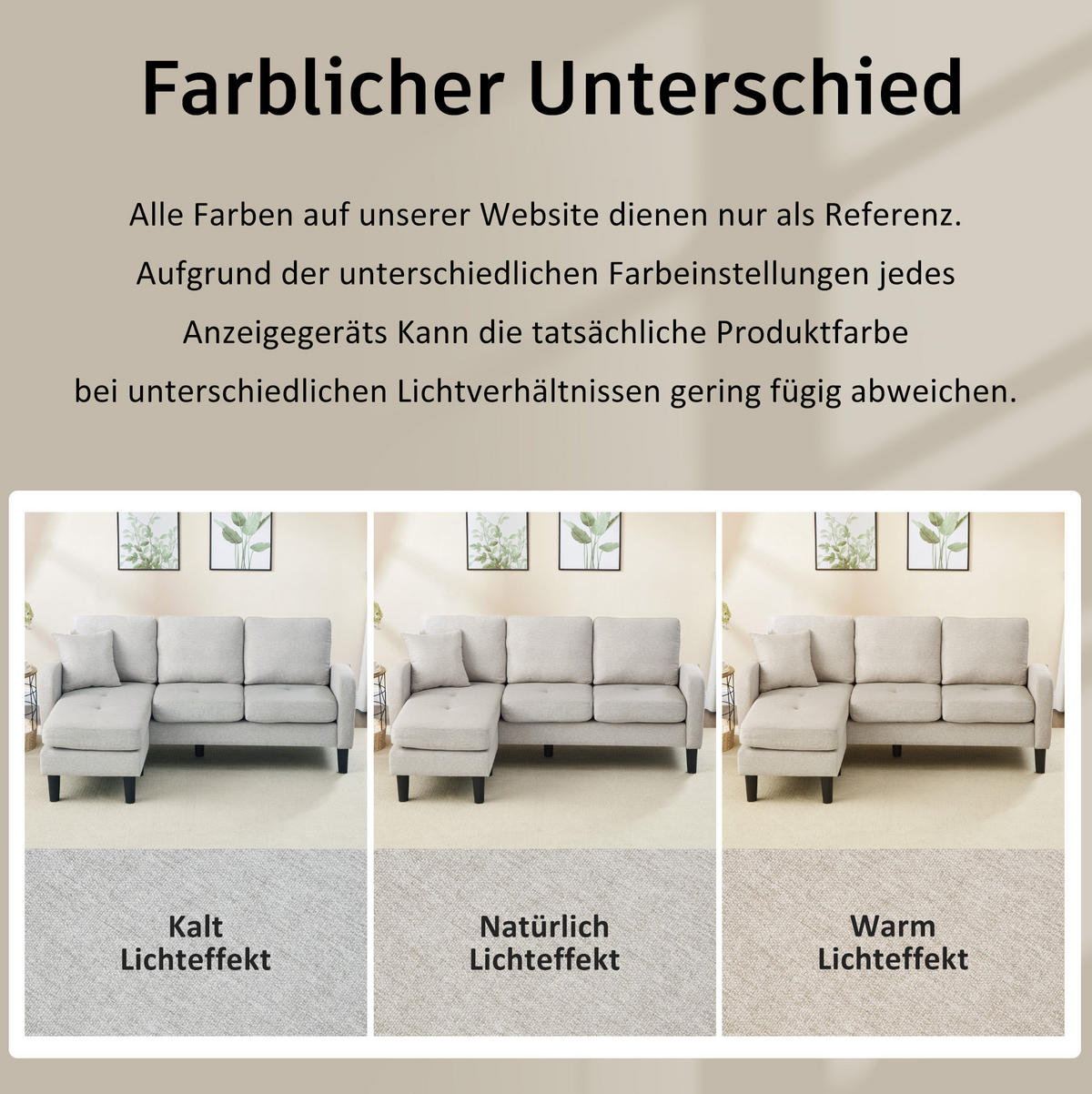 SOFA modular mit Chaiselongue 166 x 118 x 77 cm Beige Grau-Weiß - Weiß, Kunststoff (166/118cm) - IVMEU